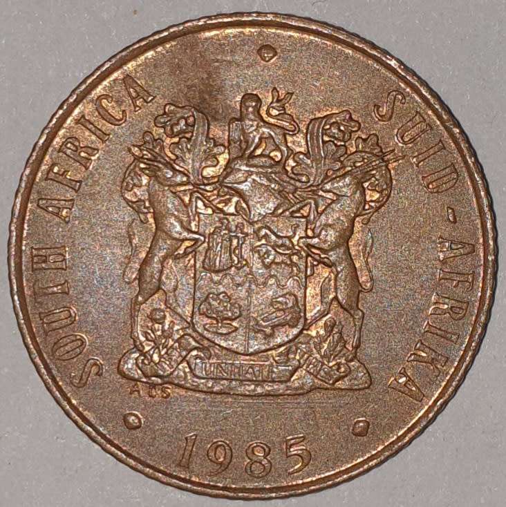 1985 - 2 CENT COIN (TWO CENT COIN) - RSA - BRONZE - KM#83 - BILINGUAL LEGEND - WILDEBEEST